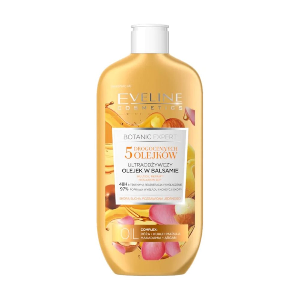 Олія-бальзам для тіла Eveline Cosmetics Botanic Expert 5 дорогоцінних олій, ультра-живильна, 350 мл